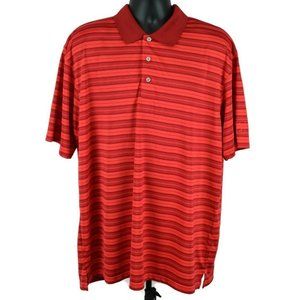 PGA Tour Golf Shirt Red Stripes Air Flux Short Sleeve